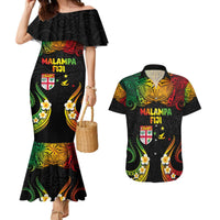 Personalised Malampa Fiji Day Couples Matching Mermaid Dress and Hawaiian Shirt Polynesian Tattoo and Plumeria Reggae Color LT03 Reggae - Polynesian Pride