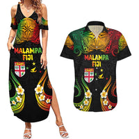 Personalised Malampa Fiji Day Couples Matching Summer Maxi Dress and Hawaiian Shirt Polynesian Tattoo and Plumeria Reggae Color LT03 Reggae - Polynesian Pride