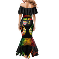 Personalised Malampa Fiji Day Family Matching Mermaid Dress and Hawaiian Shirt Polynesian Tattoo and Plumeria Reggae Color LT03 - Polynesian Pride