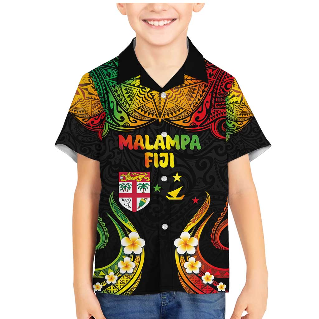 Personalised Malampa Fiji Day Family Matching Mermaid Dress and Hawaiian Shirt Polynesian Tattoo and Plumeria Reggae Color LT03 Son's Shirt Reggae - Polynesian Pride