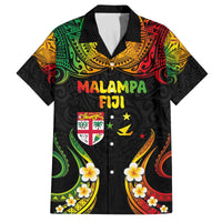 Personalised Malampa Fiji Day Family Matching Off Shoulder Short Dress and Hawaiian Shirt Polynesian Tattoo and Plumeria Reggae Color LT03 Dad's Shirt - Short Sleeve Reggae - Polynesian Pride