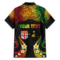Personalised Malampa Fiji Day Family Matching Off Shoulder Short Dress and Hawaiian Shirt Polynesian Tattoo and Plumeria Reggae Color LT03 - Polynesian Pride