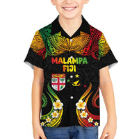 Personalised Malampa Fiji Day Family Matching Off Shoulder Short Dress and Hawaiian Shirt Polynesian Tattoo and Plumeria Reggae Color LT03 Son's Shirt Reggae - Polynesian Pride