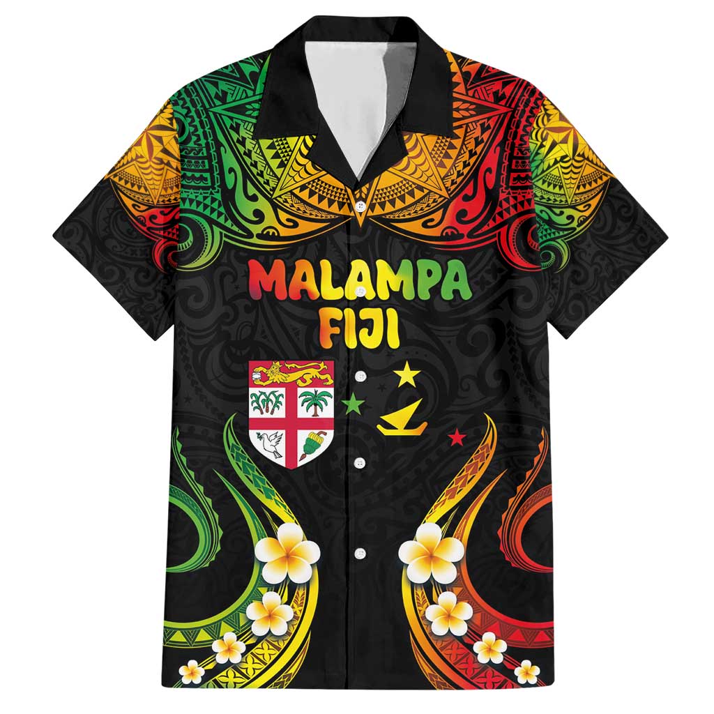 Personalised Malampa Fiji Day Family Matching Short Sleeve Bodycon Dress and Hawaiian Shirt Polynesian Tattoo and Plumeria Reggae Color LT03 Dad's Shirt - Short Sleeve Reggae - Polynesian Pride