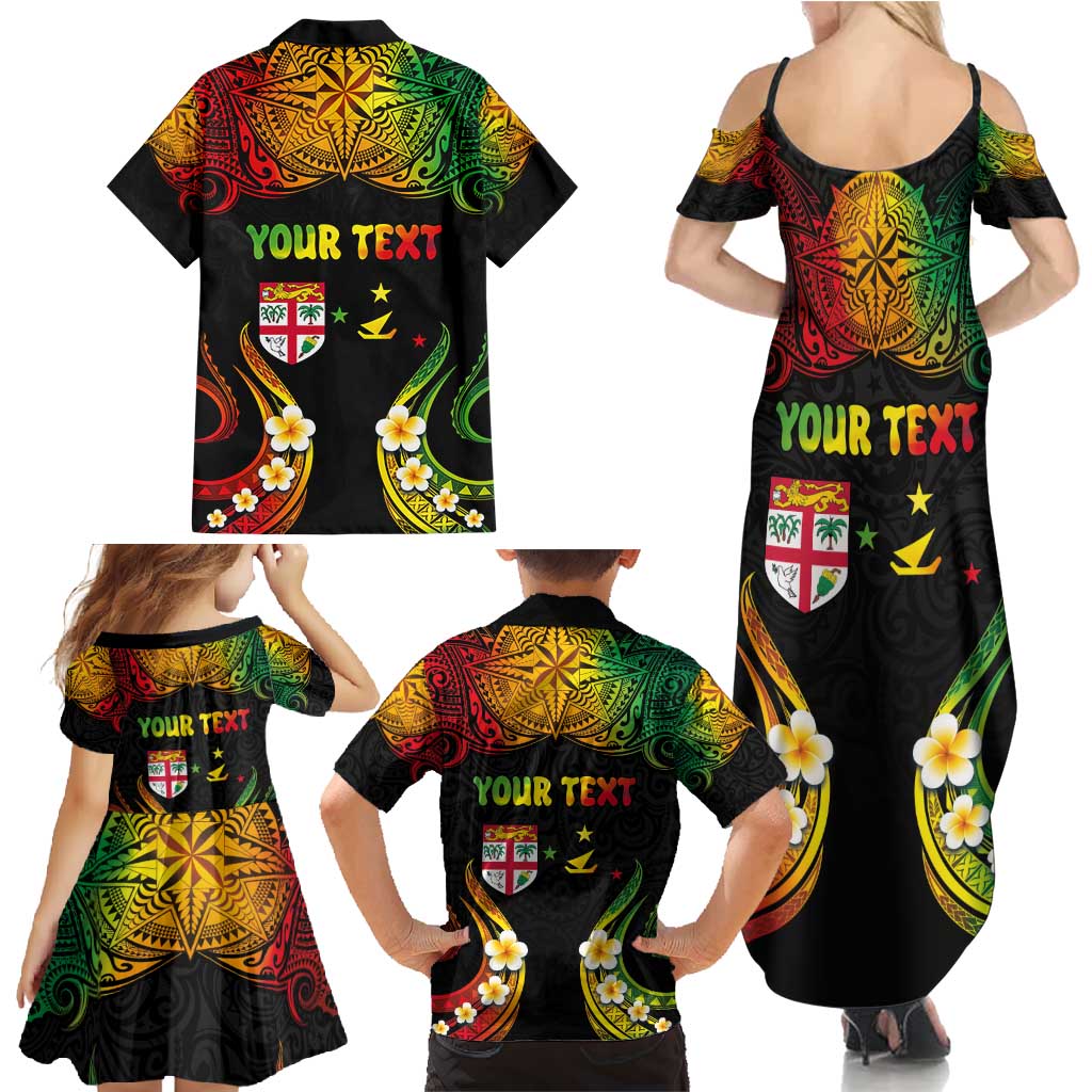 Personalised Malampa Fiji Day Family Matching Summer Maxi Dress and Hawaiian Shirt Polynesian Tattoo and Plumeria Reggae Color LT03 - Polynesian Pride