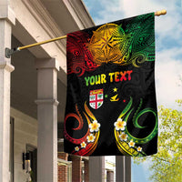 Personalised Malampa Fiji Day Garden Flag Polynesian Tattoo and Plumeria Reggae Color LT03 House Flag Reggae - Polynesian Pride