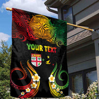 Personalised Malampa Fiji Day Garden Flag Polynesian Tattoo and Plumeria Reggae Color LT03 - Polynesian Pride