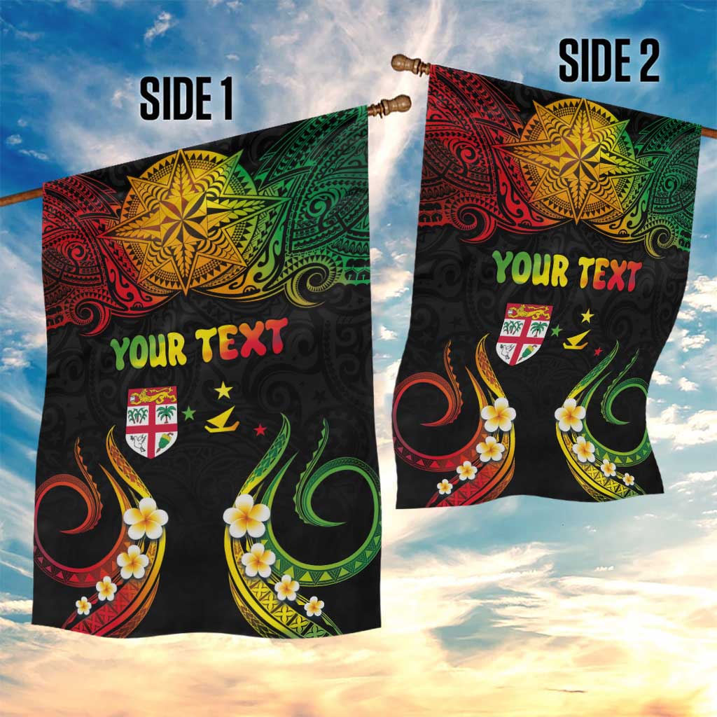 Personalised Malampa Fiji Day Garden Flag Polynesian Tattoo and Plumeria Reggae Color LT03 - Polynesian Pride