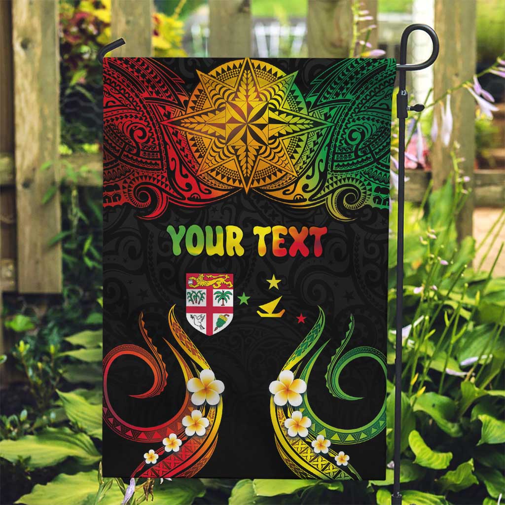Personalised Malampa Fiji Day Garden Flag Polynesian Tattoo and Plumeria Reggae Color LT03 Garden Flag Reggae - Polynesian Pride