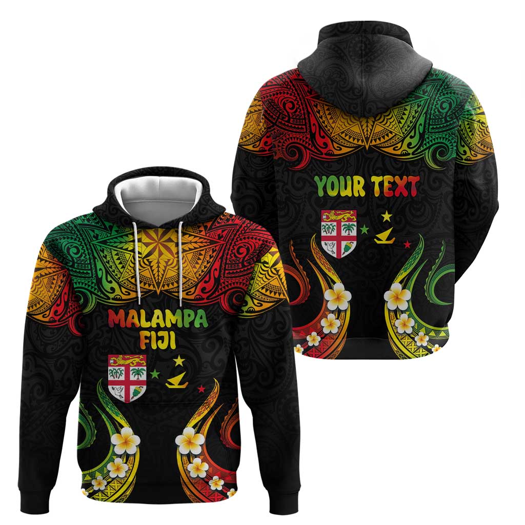 Personalised Malampa Fiji Day Hoodie Polynesian Tattoo and Plumeria Reggae Color LT03 - Polynesian Pride