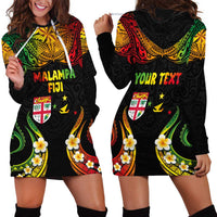 Personalised Malampa Fiji Day Hoodie Dress Polynesian Tattoo and Plumeria Reggae Color LT03 - Polynesian Pride