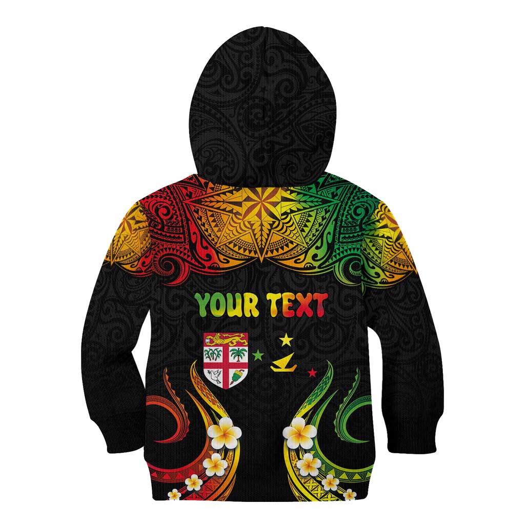 Personalised Malampa Fiji Day Kid Hoodie Polynesian Tattoo and Plumeria Reggae Color LT03 - Polynesian Pride