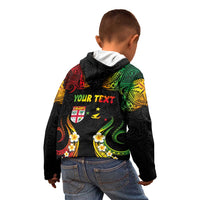 Personalised Malampa Fiji Day Kid Hoodie Polynesian Tattoo and Plumeria Reggae Color LT03 - Polynesian Pride