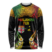 Personalised Malampa Fiji Day Long Sleeve Shirt Polynesian Tattoo and Plumeria Reggae Color LT03 Unisex Reggae - Polynesian Pride