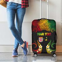 Personalised Malampa Fiji Day Luggage Cover Polynesian Tattoo and Plumeria Reggae Color LT03 - Polynesian Pride
