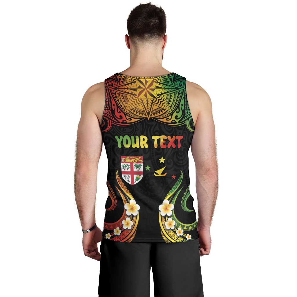 Personalised Malampa Fiji Day Men Tank Top Polynesian Tattoo and Plumeria Reggae Color LT03 - Polynesian Pride