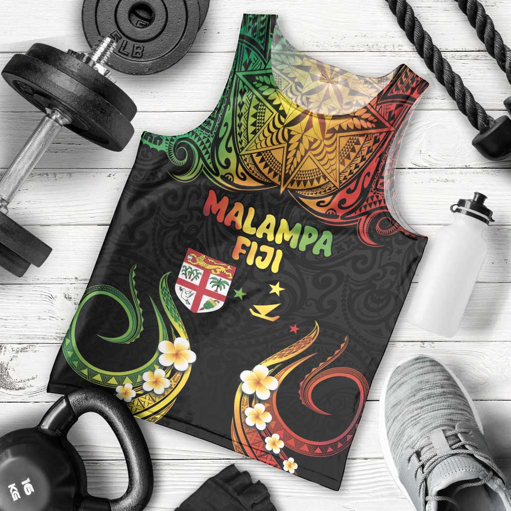 Personalised Malampa Fiji Day Men Tank Top Polynesian Tattoo and Plumeria Reggae Color LT03 - Polynesian Pride