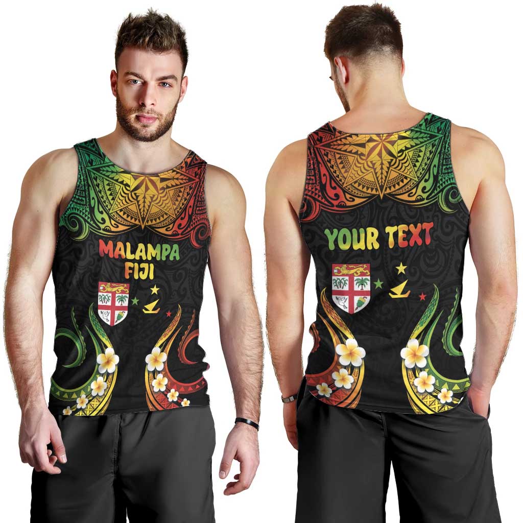 Personalised Malampa Fiji Day Men Tank Top Polynesian Tattoo and Plumeria Reggae Color LT03 - Polynesian Pride