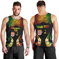 Personalised Malampa Fiji Day Men Tank Top Polynesian Tattoo and Plumeria Reggae Color LT03 - Polynesian Pride