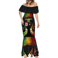Personalised Malampa Fiji Day Mermaid Dress Polynesian Tattoo and Plumeria Reggae Color LT03 - Polynesian Pride