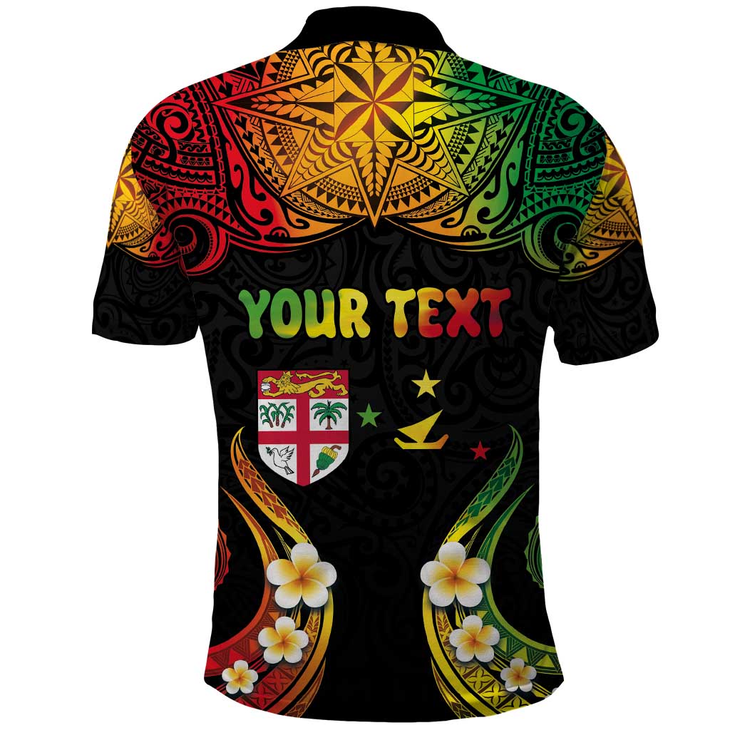 Personalised Malampa Fiji Day Polo Shirt Polynesian Tattoo and Plumeria Reggae Color LT03 - Polynesian Pride