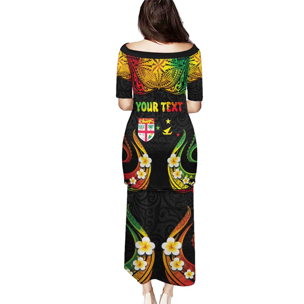 Personalised Malampa Fiji Day Puletasi Polynesian Tattoo and Plumeria Reggae Color LT03 - Polynesian Pride