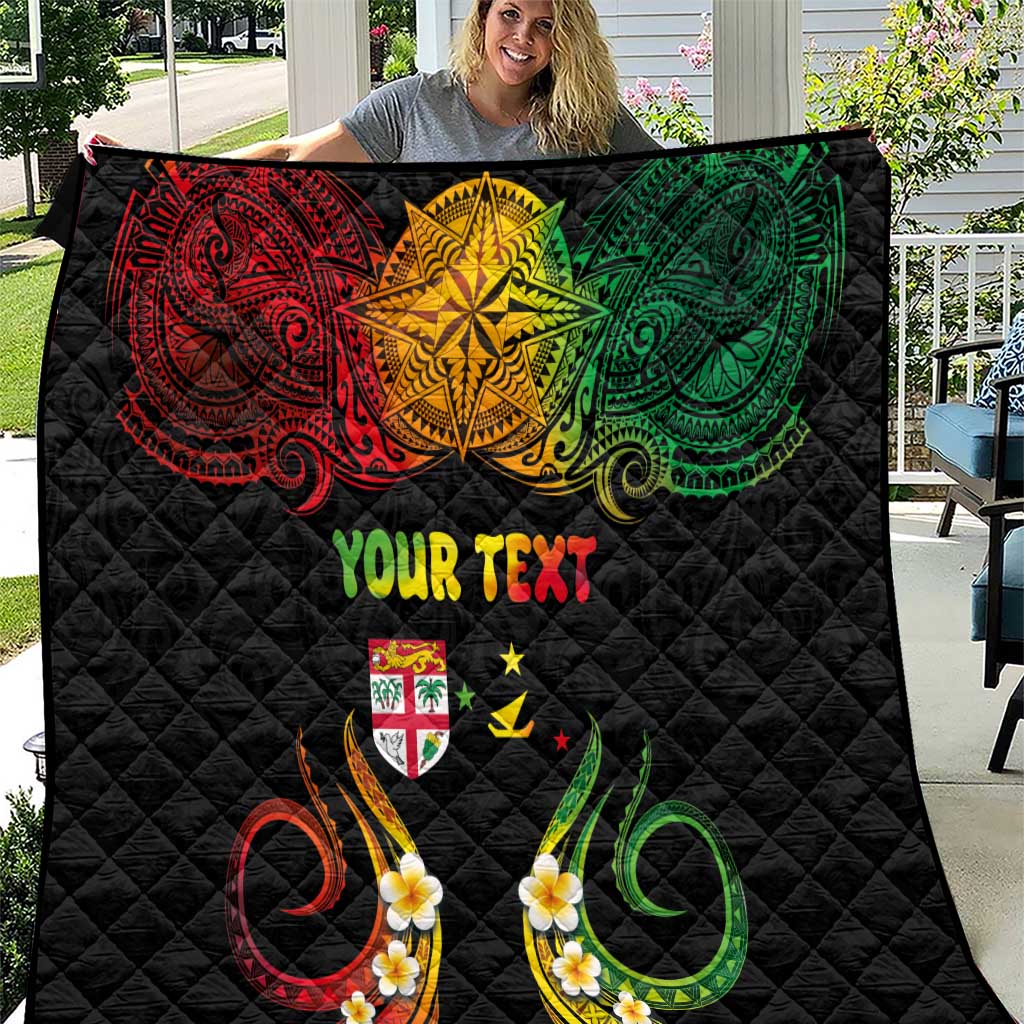 Personalised Malampa Fiji Day Quilt Polynesian Tattoo and Plumeria Reggae Color LT03 Reggae - Polynesian Pride