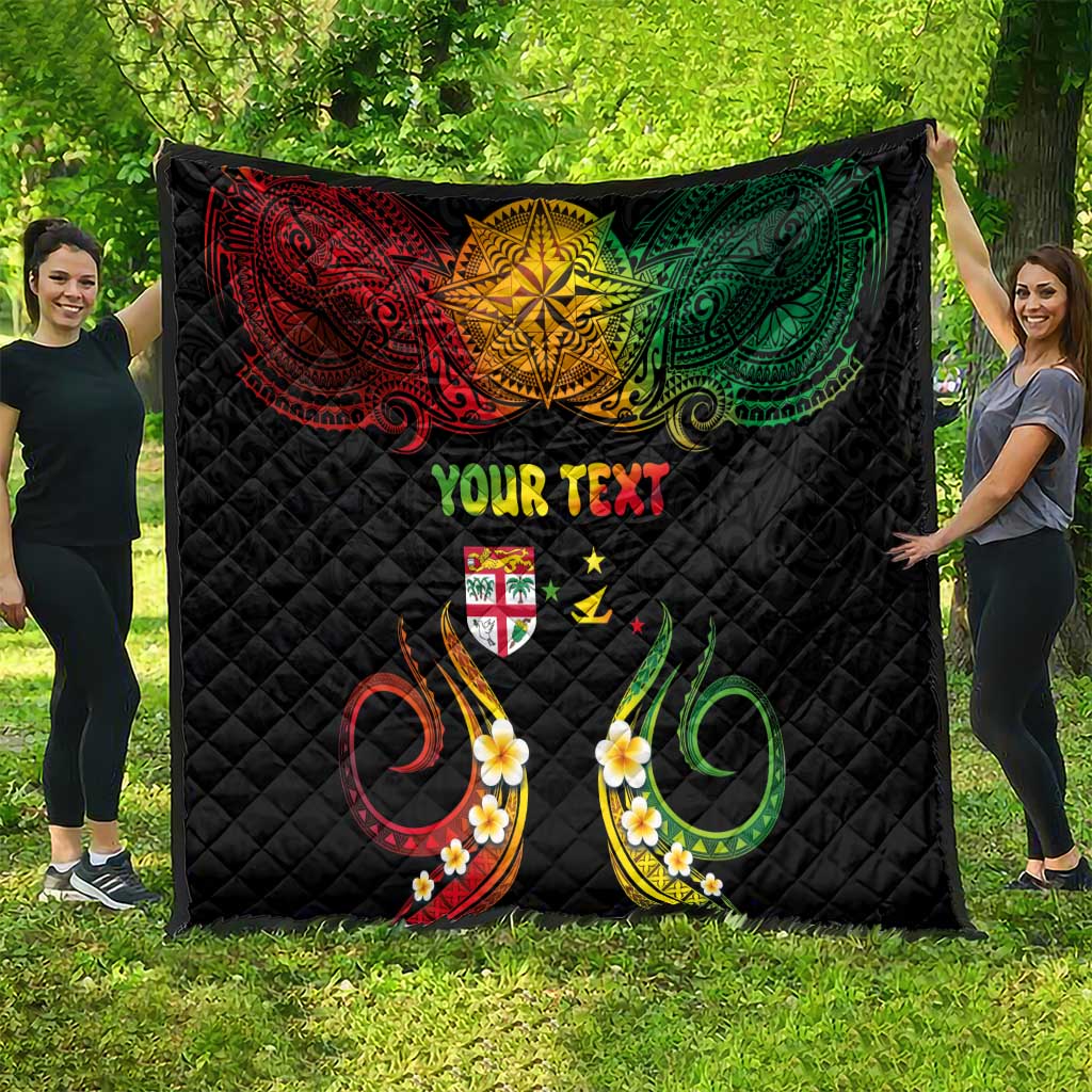 Personalised Malampa Fiji Day Quilt Polynesian Tattoo and Plumeria Reggae Color LT03 - Polynesian Pride