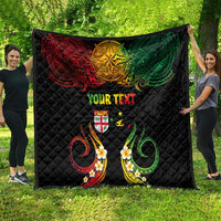 Personalised Malampa Fiji Day Quilt Polynesian Tattoo and Plumeria Reggae Color LT03 - Polynesian Pride