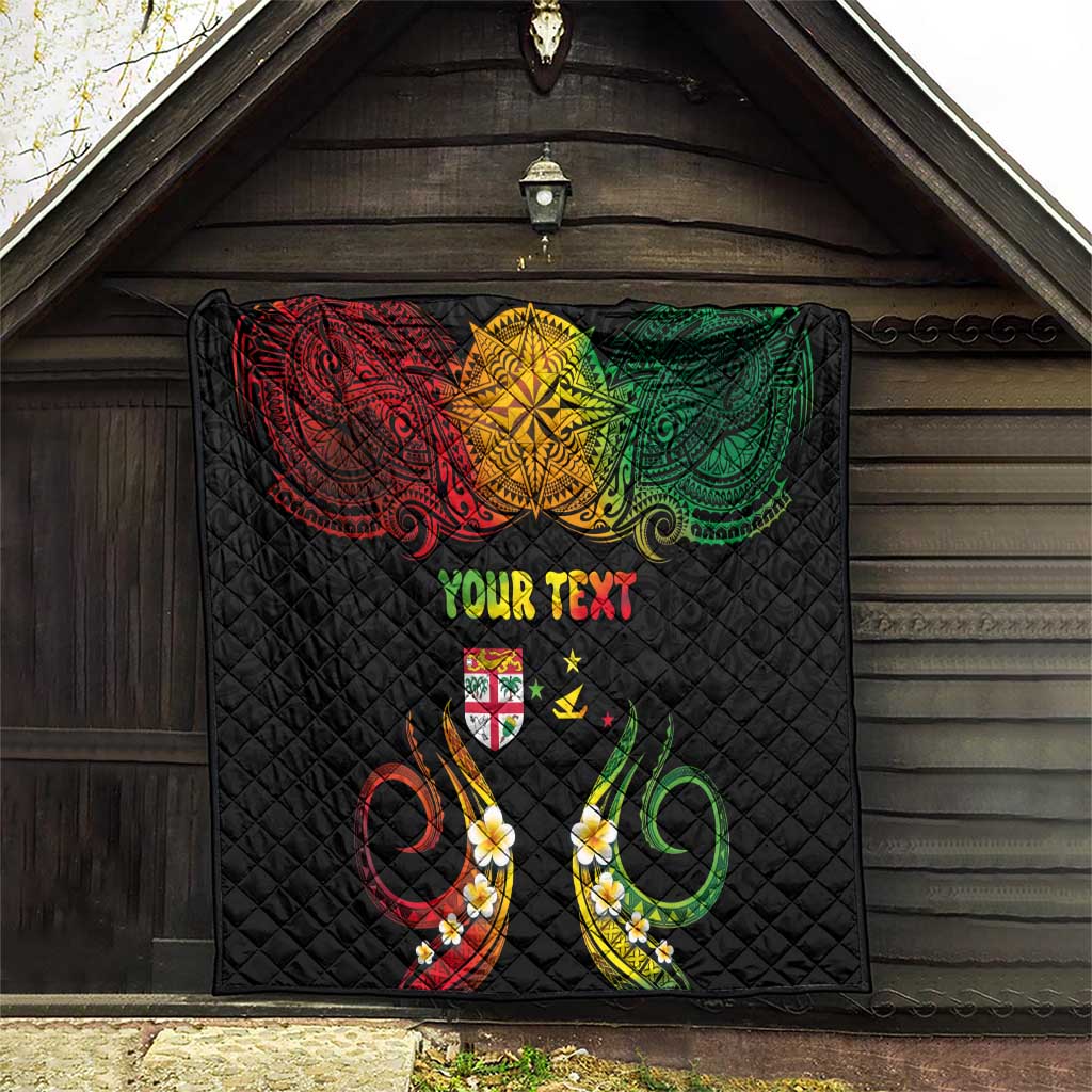 Personalised Malampa Fiji Day Quilt Polynesian Tattoo and Plumeria Reggae Color LT03 - Polynesian Pride
