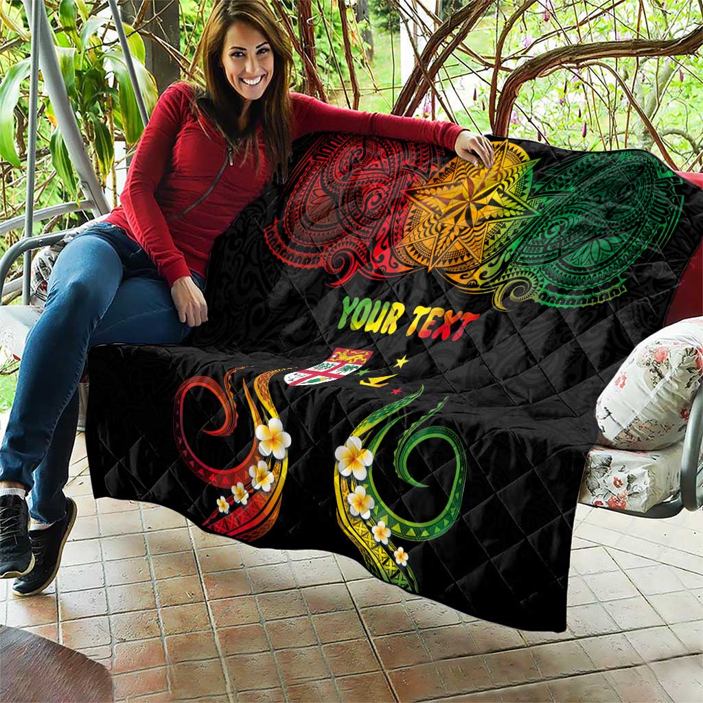 Personalised Malampa Fiji Day Quilt Polynesian Tattoo and Plumeria Reggae Color LT03 - Polynesian Pride
