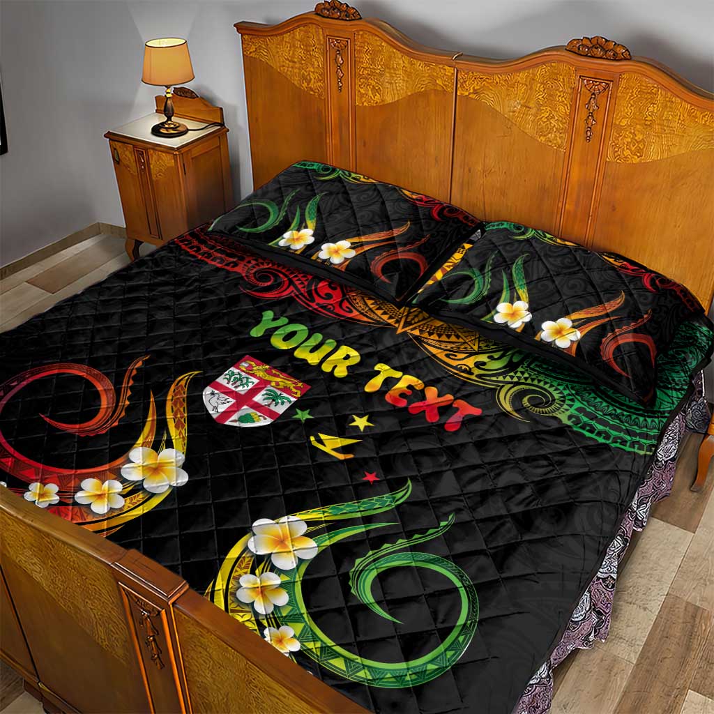 Personalised Malampa Fiji Day Quilt Bed Set Polynesian Tattoo and Plumeria Reggae Color LT03 - Polynesian Pride