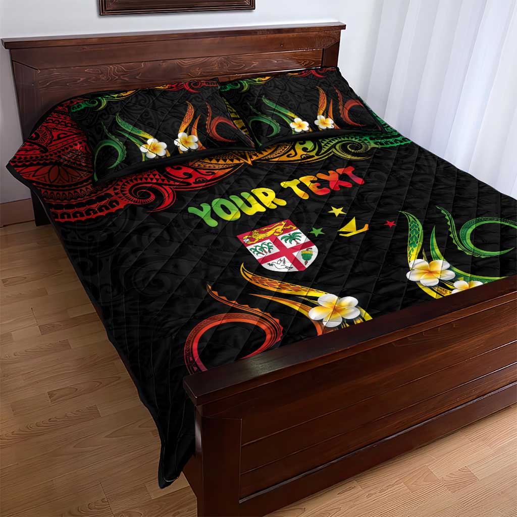 Personalised Malampa Fiji Day Quilt Bed Set Polynesian Tattoo and Plumeria Reggae Color LT03 - Polynesian Pride