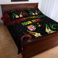 Personalised Malampa Fiji Day Quilt Bed Set Polynesian Tattoo and Plumeria Reggae Color LT03 - Polynesian Pride