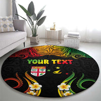 Personalised Malampa Fiji Day Round Carpet Polynesian Tattoo and Plumeria Reggae Color LT03 - Polynesian Pride