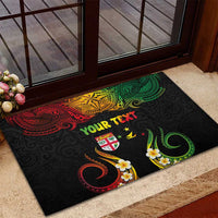 Personalised Malampa Fiji Day Rubber Doormat Polynesian Tattoo and Plumeria Reggae Color LT03 - Polynesian Pride