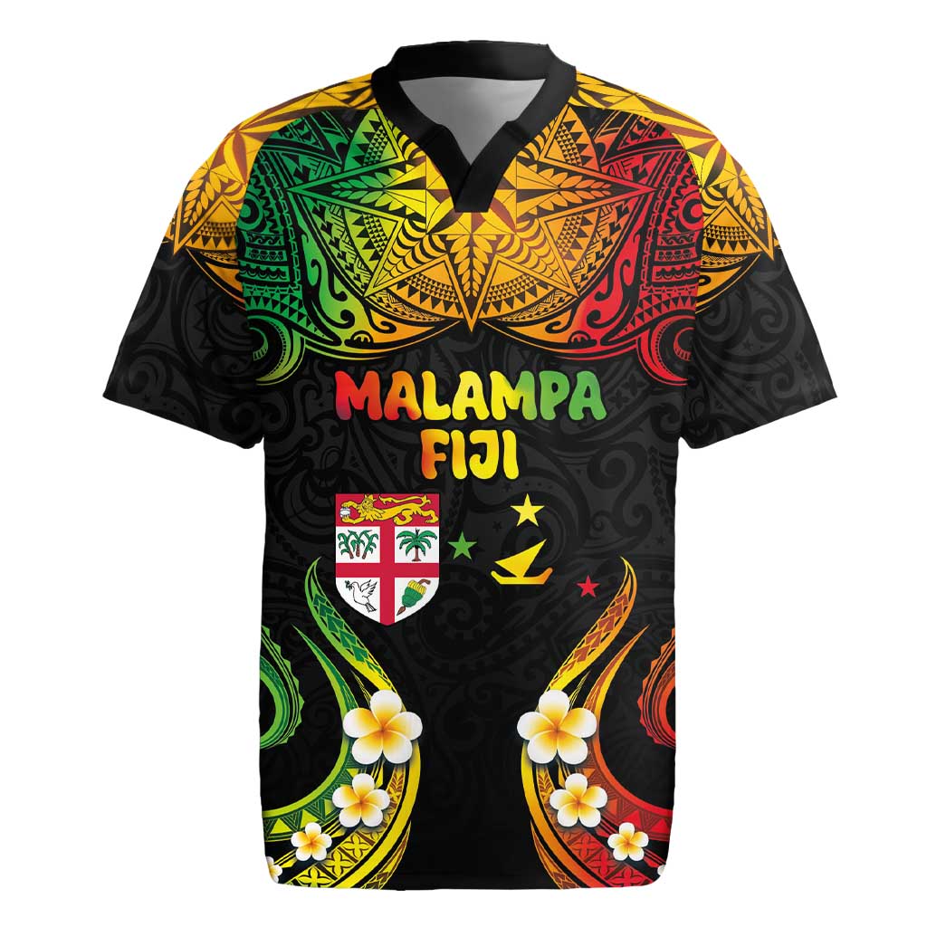 Personalised Malampa Fiji Day Rugby Jersey Polynesian Tattoo and Plumeria Reggae Color LT03 Reggae - Polynesian Pride
