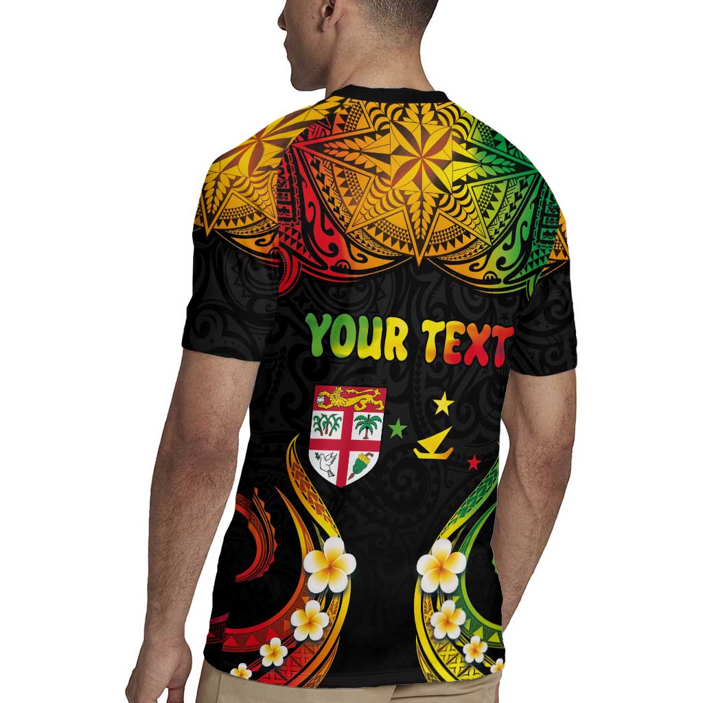 Personalised Malampa Fiji Day Rugby Jersey Polynesian Tattoo and Plumeria Reggae Color LT03 - Polynesian Pride
