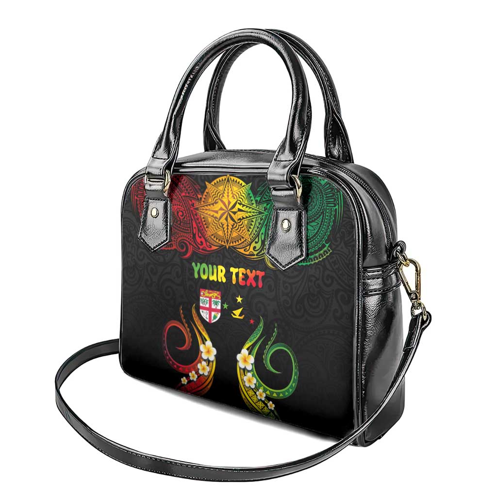 Personalised Malampa Fiji Day Shoulder Handbag Polynesian Tattoo and Plumeria Reggae Color LT03 - Polynesian Pride