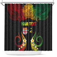 Personalised Malampa Fiji Day Shower Curtain Polynesian Tattoo and Plumeria Reggae Color LT03 Reggae - Polynesian Pride