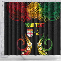 Personalised Malampa Fiji Day Shower Curtain Polynesian Tattoo and Plumeria Reggae Color LT03 - Polynesian Pride