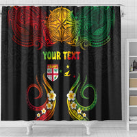 Personalised Malampa Fiji Day Shower Curtain Polynesian Tattoo and Plumeria Reggae Color LT03 - Polynesian Pride