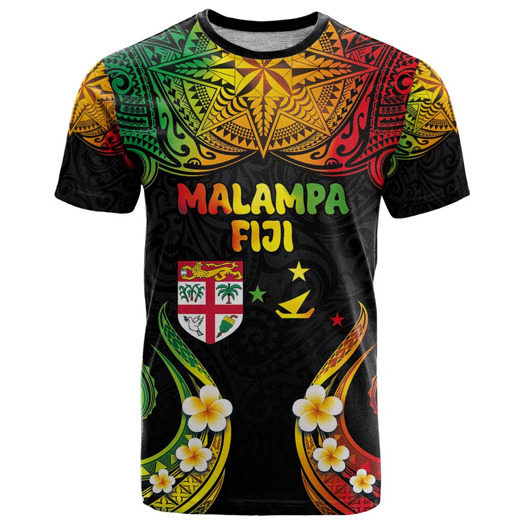 Personalised Malampa Fiji Day T Shirt Polynesian Tattoo and Plumeria Reggae Color LT03 Reggae - Polynesian Pride