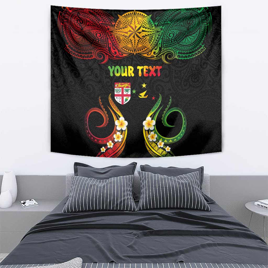 Personalised Malampa Fiji Day Tapestry Polynesian Tattoo and Plumeria Reggae Color LT03 - Polynesian Pride