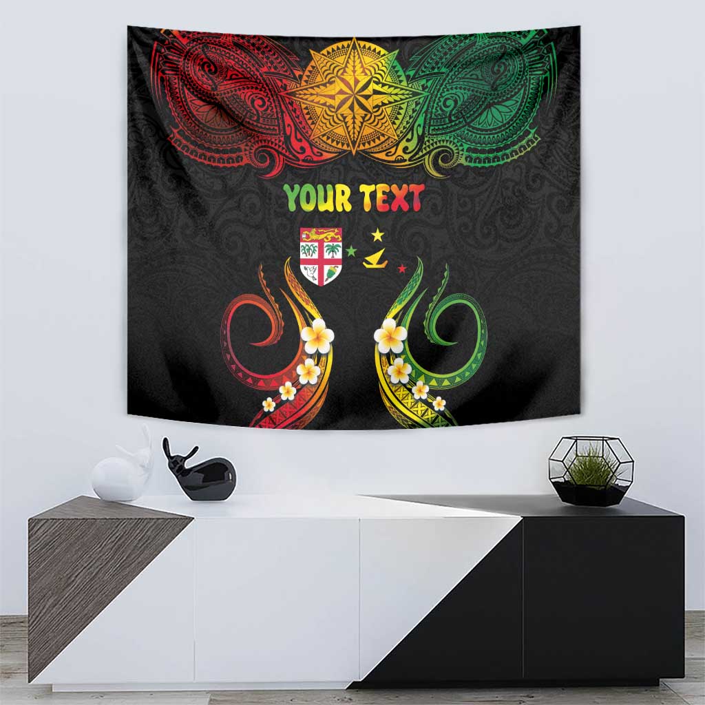 Personalised Malampa Fiji Day Tapestry Polynesian Tattoo and Plumeria Reggae Color LT03 - Polynesian Pride