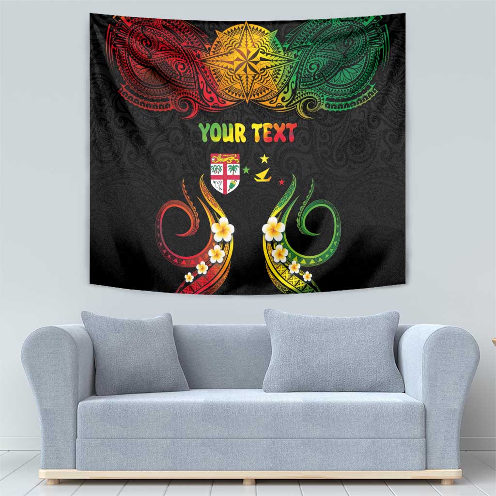 Personalised Malampa Fiji Day Tapestry Polynesian Tattoo and Plumeria Reggae Color LT03 - Polynesian Pride
