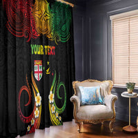 Personalised Malampa Fiji Day Window Curtain Polynesian Tattoo and Plumeria Reggae Color LT03 - Polynesian Pride