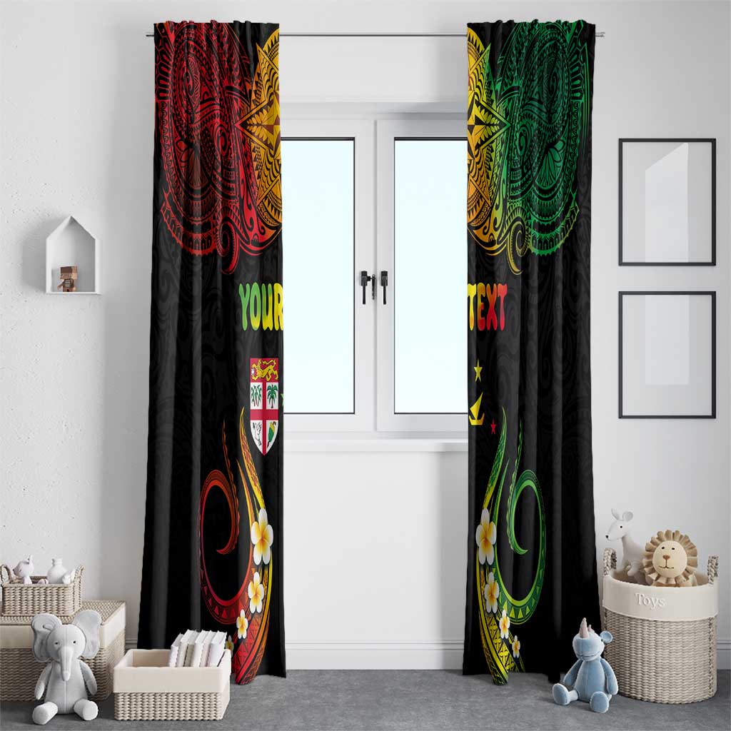 Personalised Malampa Fiji Day Window Curtain Polynesian Tattoo and Plumeria Reggae Color LT03 - Polynesian Pride