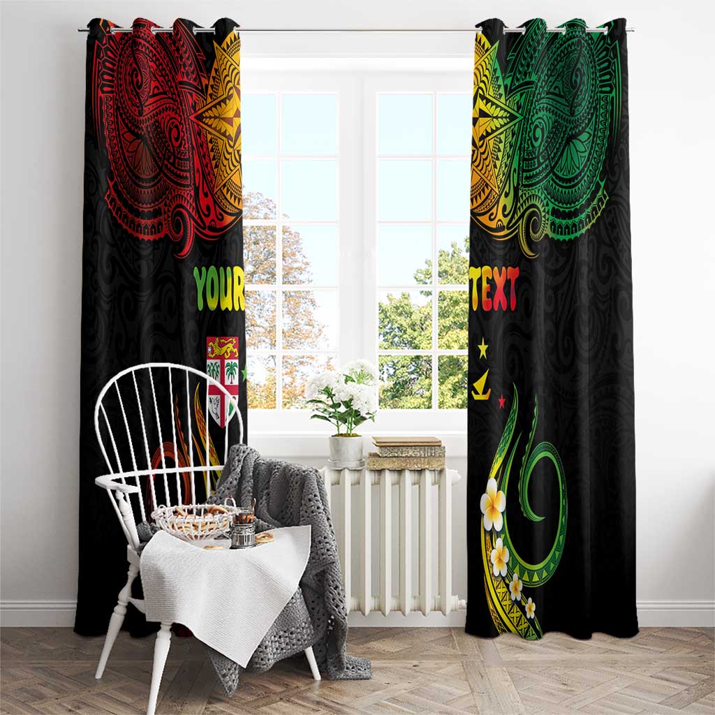 Personalised Malampa Fiji Day Window Curtain Polynesian Tattoo and Plumeria Reggae Color LT03 - Polynesian Pride