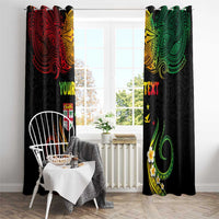 Personalised Malampa Fiji Day Window Curtain Polynesian Tattoo and Plumeria Reggae Color LT03 - Polynesian Pride